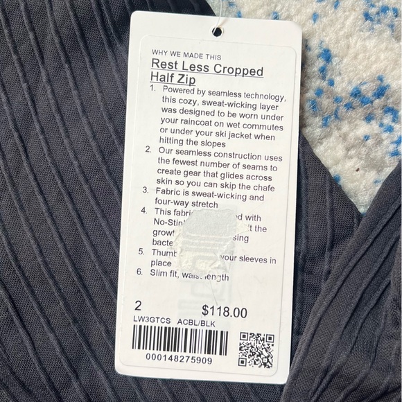 Lululemon restless run half zip jacket black size 2 - Picture 2 of 4